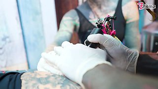 Tattooed Pair Big Dick Foursome Merry Gets Inked