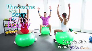 Big Ass brazilian threesome in gym - utter sequence - gym apartments