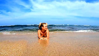Blonde Babe's Naked Swim in the Ocean