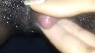 Close up Stroking My Big Clit Hairy Wet Pussy