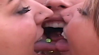 Three Hotties Make Out and Get Topless at a Public Beach