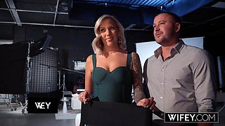 WIFEY Blonde Hotwife Candice Holds Hubby s Hand While Taking A Monster BBC