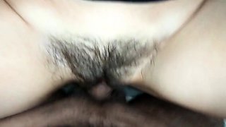 Hairy Pussy Fucked Hard with a Big Cock and Filled with Cum