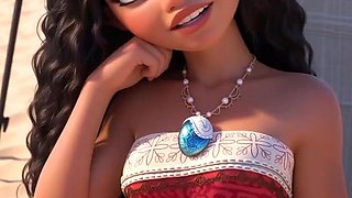 Pretty Moana is lusciously fucked in all her holes in a fresh AI animation.
