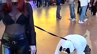PLATINUM'S PATHETIC PET PUBLIC MUTT CRAWL FemDom