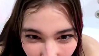 Independent Teen brunette girl toying pussy outdoor