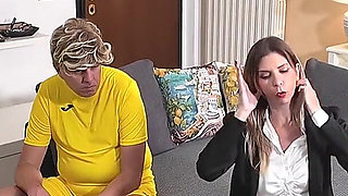 Stepmom Stuck in Work Call Helplessly Suffers Stepson's Daring Provocations