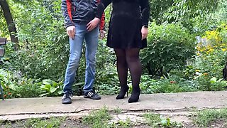 My chubby mature mother-in-law takes charge outdoors