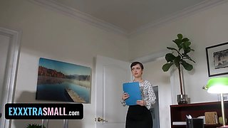 The fresh boss bends the overwhelmed Jade Valentine over the desk and smacks her while she reads a letter