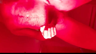 Horny Red Light Session with Cum and Dildo Ball Slamming