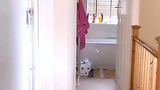 Small titted brunette teen fingering on the bed