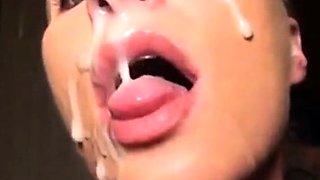 Amateur - Cute Girl Huge Cum Swallow Facial on Cam