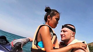 Amateur Thai teen sucking BWC on jet ski