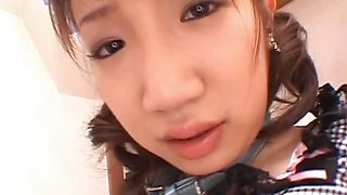 Ai Yumemi Asian doll in sexy lingerie rides a hard cock