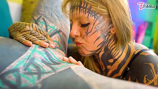 Alt-Girls Tattooed Lesbian Dildo Punk, Goth, Hippie, Spit Tongue