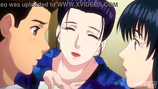 Step Mom and Step Sister Threesome - Uncensored Hentai Blowjob & Creampie