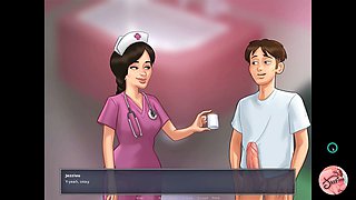 Nurse gives a handjob in a public bathroom during a sperm bank visit with a fake doctor