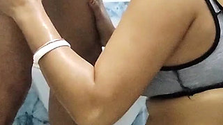 Newly Married Indian Wife Sonali with Her Husband on Wedding Night in Hotel Bathroom Part 1