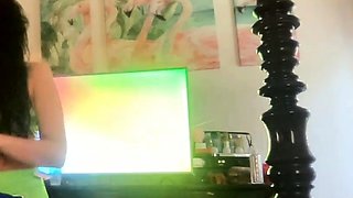 Brunette amateur webcam teen girl stripping