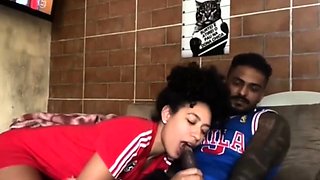 Wild ebony rides on big cock and lapdances