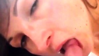 French Amateur Brunette Loves Cum in Her Mouth