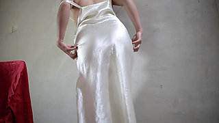 Satin Dress Girl Fuck from behind