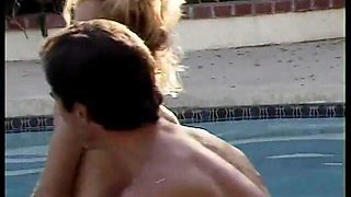 Pretty Tight Blonde Babe Gives Head and Takes a Hard Cock and Facial Poolside