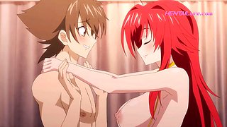 Rias Undresses Slowly Before Giving Issei a Deep  Warm Oral Finish  HENTAI Parody