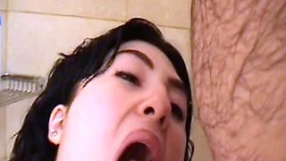 Hot brunette foot fetish play