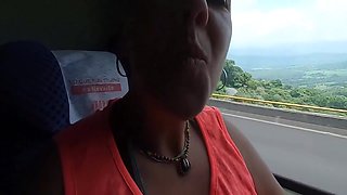 Blowjob On Public Bus With Handjob & Cum Swallow 4 Min