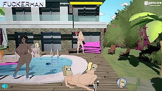 Sunset Bitch Fuckerman Hentai Gameplay - Complete Hardcore Threesome with Big Tits & Big Cock