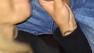 Husband Took Slutty Wife in Porn Cinema. and the Males Left Her with Her Face and Mouth Well Smeared with Cum