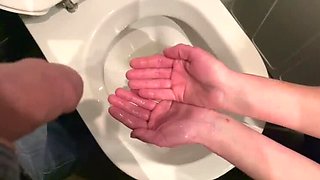 European MILF Gets Kinky: Peeing on Her Hands & Washing With His Cock's Piss