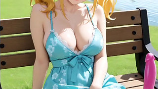 Hentai anime - I got horny in the park and I started playing with my dildo