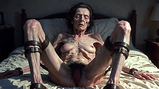 85yo Granny Tied up - Big Open Hairy Pussy Begging for Cum Inside