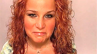 Redhead Slut Rams 30cm Dildo in Pussy