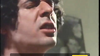 Vintage porno threesome with slut getting banged and creamed by two guys