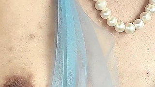 Petite Hana Show Pussy Nake in the Car Blue Dress