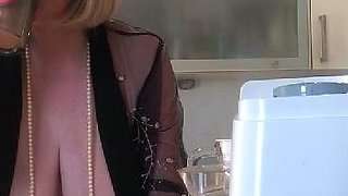 Big Boobed Blonde Masturbates With A Dildo In The Bathroom