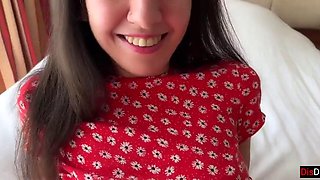 Katty West Gives Flowers and Poems to Brunette Beauty Before Outdoor Blowjob