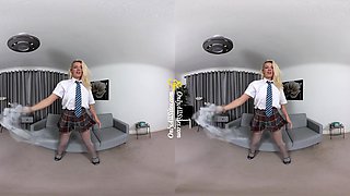 Rosa - Blonde Schoolgirl Uniform Striptease - Sexlikereal