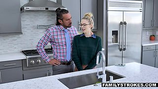 Stepfather fucks his pretty stepdaughter like the thirsty whore she is