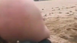Fat ass and spanking - On the beach