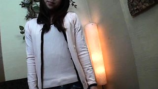 Japanese teen oil fingering her tight pussy