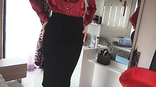 Angel The Dreamgirl's Wet Pussy Peeking From Tight Pencil Skirt Makes You Hard