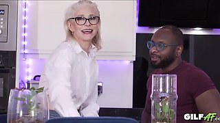 Slim Buxom Blonde GILF Helps Her Step-grandson Relieve Stress, Sucking & Riding His BBC