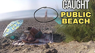 Exhibitionist Wife Blows Big Cock on Nudist Beach - Public Amateur MILF Handjob & Cumshot