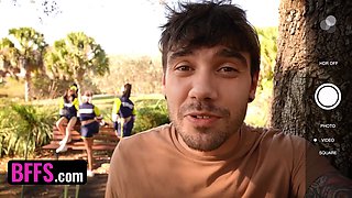 Attractive bffs Chloe Temple, aubry babcock & Sawyer Cassidy get protein shot after exercise - bffs