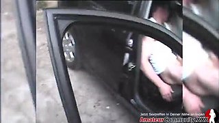 Hot swinger couple fucks 2 guys in car - public parking lot sex with facials & cumshots!