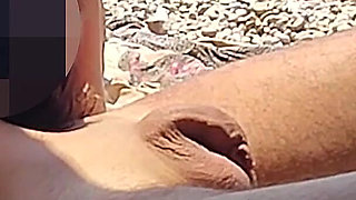 We Got Caught! Girl Watches Us While Teacher Handjobs Me on the Beach! - Misscreamy